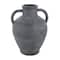16" Black Ceramic Whitewashed Textured Amphora Vase